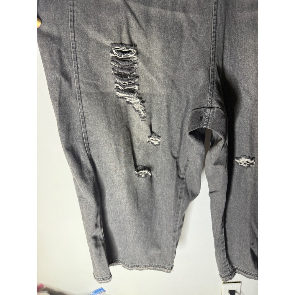 Three bird nest high hopes slouchy denim overalls grey size large - Picture 7 of 10